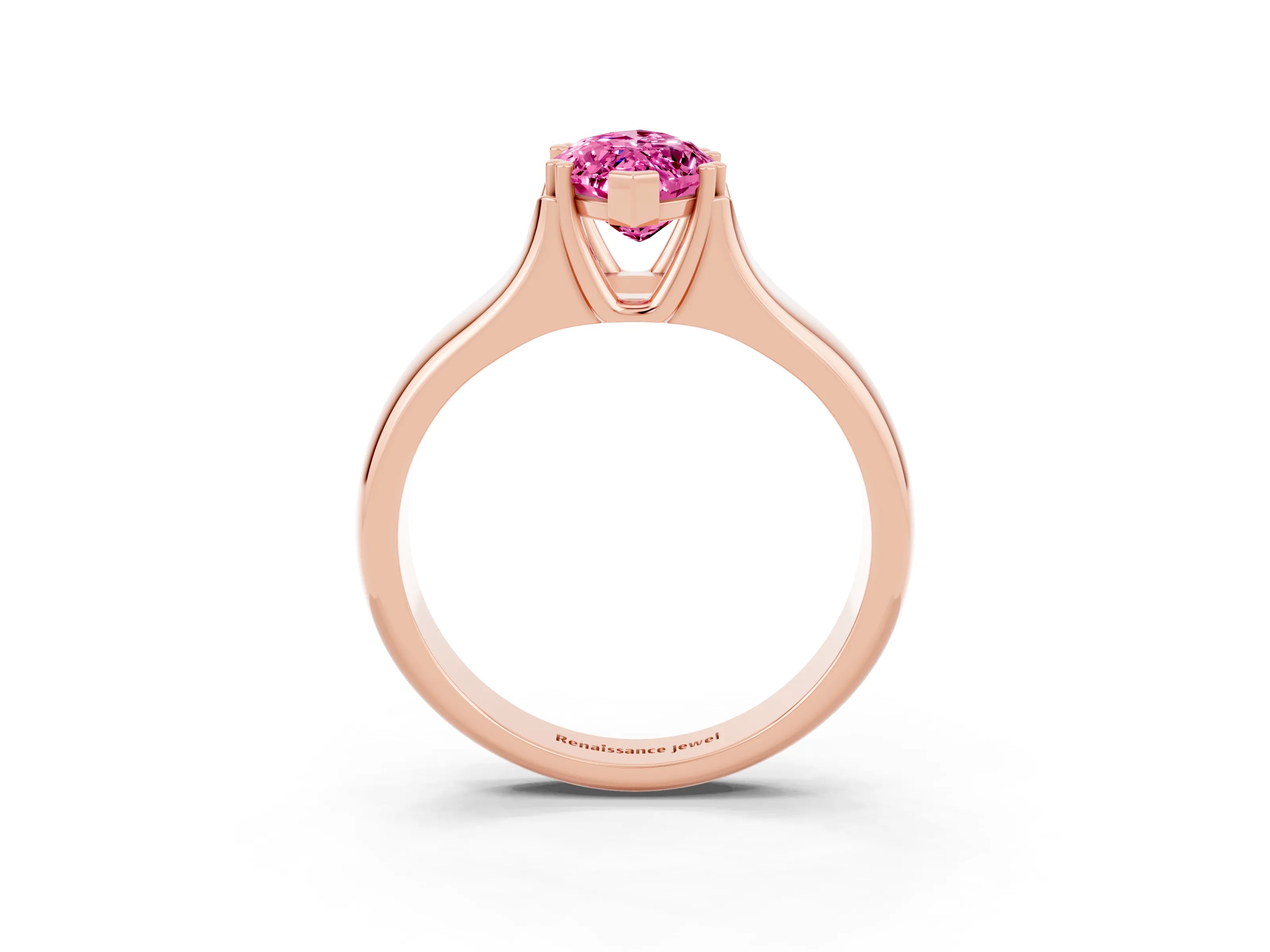 Rose gold Marquise Cut Pink Sapphire Solitaire Ring with Wide Band and Prong Setting_27