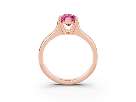 Rose gold Marquise Cut Pink Sapphire Solitaire Ring with Wide Band and Prong Setting_27