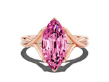 Rose gold Marquise Cut Pink Sapphire Solitaire Twist Band Prong Setting Ring_84