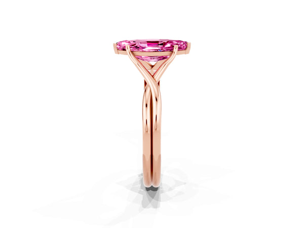 Rose gold Marquise Cut Pink Sapphire Solitaire Twist Band Prong Setting Ring