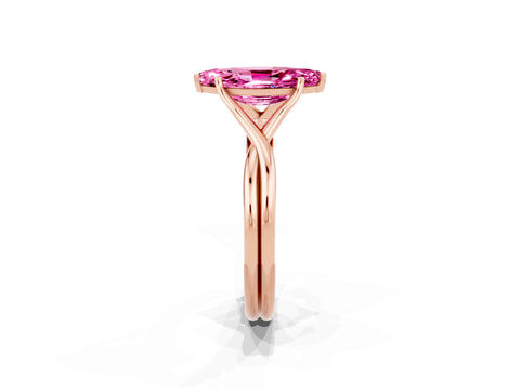 Rose gold Marquise Cut Pink Sapphire Solitaire Twist Band Prong Setting Ring_85