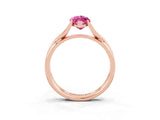 Rose gold Marquise Cut Pink Sapphire Solitaire Twist Band Prong Setting Ring_87