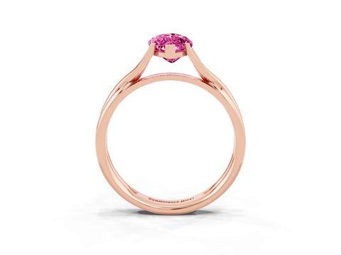 Rose gold Marquise Cut Pink Sapphire Solitaire Twist Band Prong Setting Ring_87