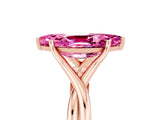 Rose gold Marquise Cut Pink Sapphire Solitaire Twist Band Prong Setting Ring_89