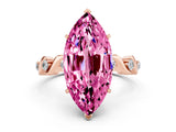 Rose gold Marquise Cut Pink Sapphire Solitaire Twisted Band with Round  Accents and Prong Setting_12