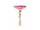 Rose gold Marquise Cut Pink Sapphire Solitaire Twisted Band with Round  Accents and Prong Setting_14