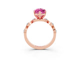 Rose gold Marquise Cut Pink Sapphire Solitaire Twisted Band with Round  Accents and Prong Setting_15