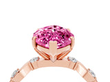 Rose gold Marquise Cut Pink Sapphire Solitaire Twisted Band with Round  Accents and Prong Setting_16