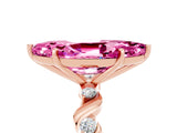 Rose gold Marquise Cut Pink Sapphire Solitaire Twisted Band with Round  Accents and Prong Setting_17
