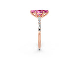 Rose gold Marquise Cut Pink Sapphire Solitaire with Side Baguettes and Channel Set Band_26