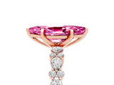 Rose gold Marquise Cut Pink Sapphire Solitaire with Side Stones, Pave Band, Four-Prong Setting_65