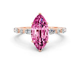 Rose gold Marquise Cut Pink Sapphire Solitaire with Side Stones on a Pavé Band and Four-Prong Setting_24