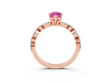 Rose gold Marquise Cut Pink Sapphire Solitaire with Side Stones on a Pavé Band and Four-Prong Setting_27