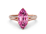 Rose gold Marquise Cut Pink Sapphire Split Shank Engagement Ring with Pavé Band_24