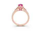 Rose gold Marquise Cut Pink Sapphire Split Shank Engagement Ring with Pavé Band_27
