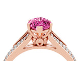 Rose gold Marquise Cut Pink Sapphire Split Shank Engagement Ring with Pavé Band_28