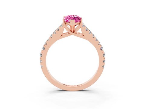 Rose gold Marquise Cut Pink Sapphire Split Shank Pavé Engagement Ring with Four-Prong Setting_15