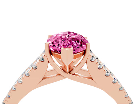 Rose gold Marquise Cut Pink Sapphire Split Shank Pavé Engagement Ring with Four-Prong Setting_16