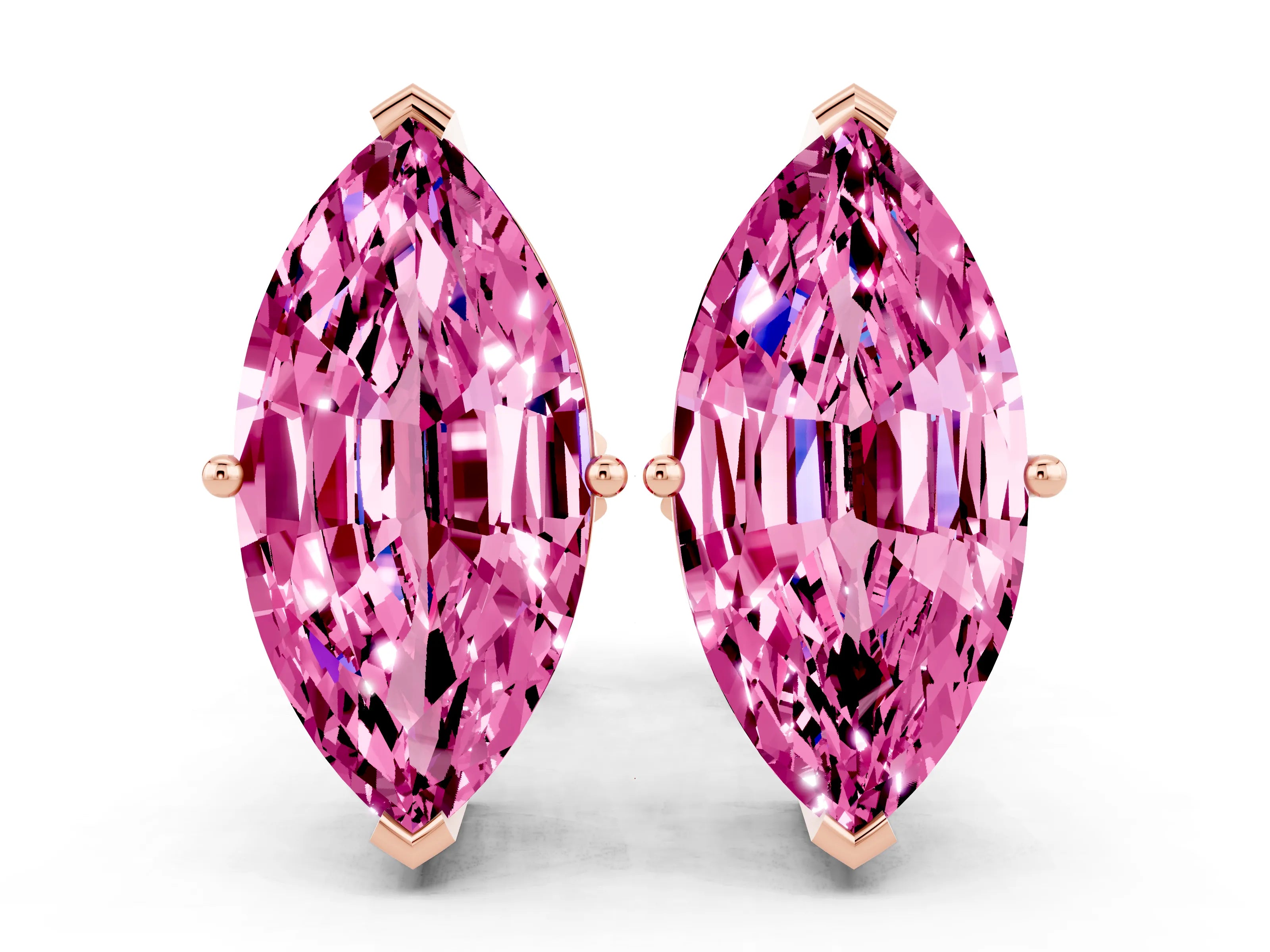Rose gold Marquise Cut Pink Sapphire Stud Earrings_30