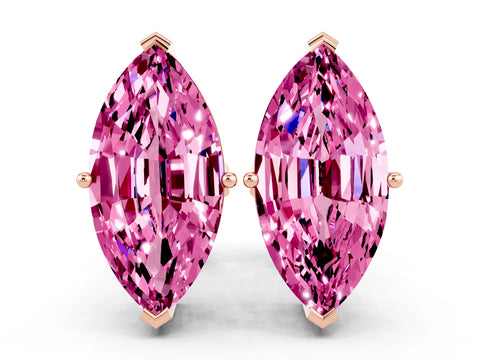 Rose gold Marquise Cut Pink Sapphire Stud Earrings_30