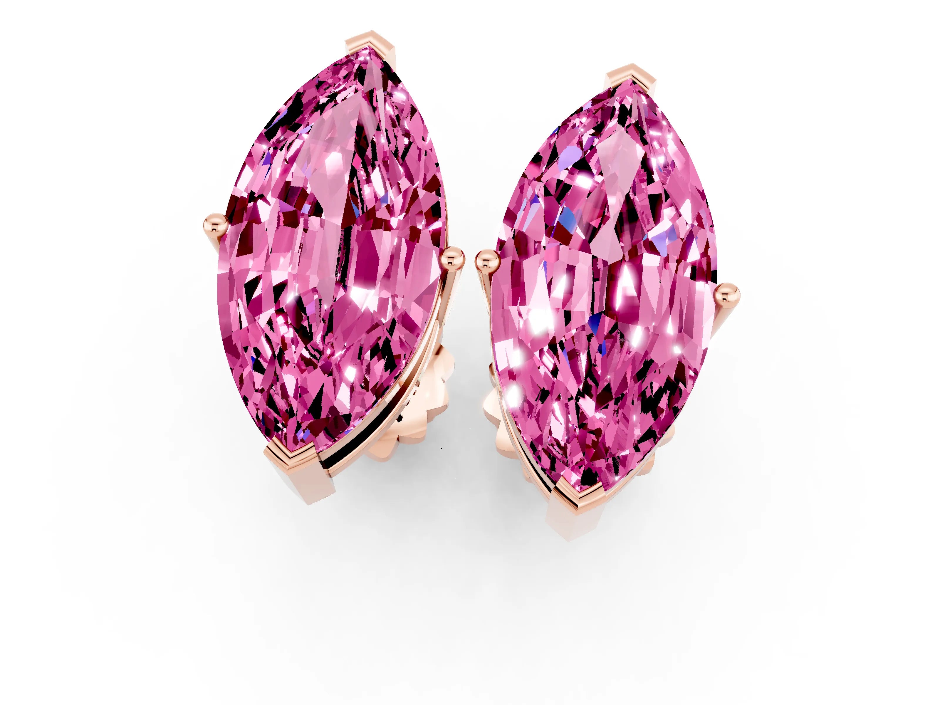 Rose gold Marquise Cut Pink Sapphire Stud Earrings_31