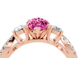Rose gold Marquise Cut Pink Sapphire Three-Stone Ring with Pavé Split Shank and Four-Prong Setting_40