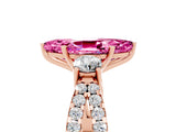 Rose gold Marquise Cut Pink Sapphire Three-Stone Ring with Pavé Split Shank and Four-Prong Setting_41