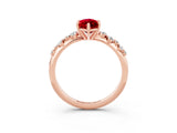 Rose gold Marquise Cut Ruby Cluster Side Stone Solitaire Ring with Prong Setting_27