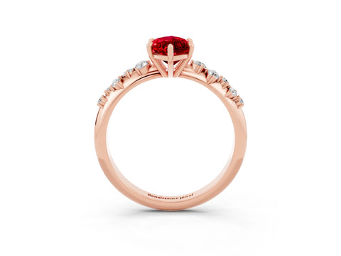 Rose gold Marquise Cut Ruby Cluster Side Stone Solitaire Ring with Prong Setting_27