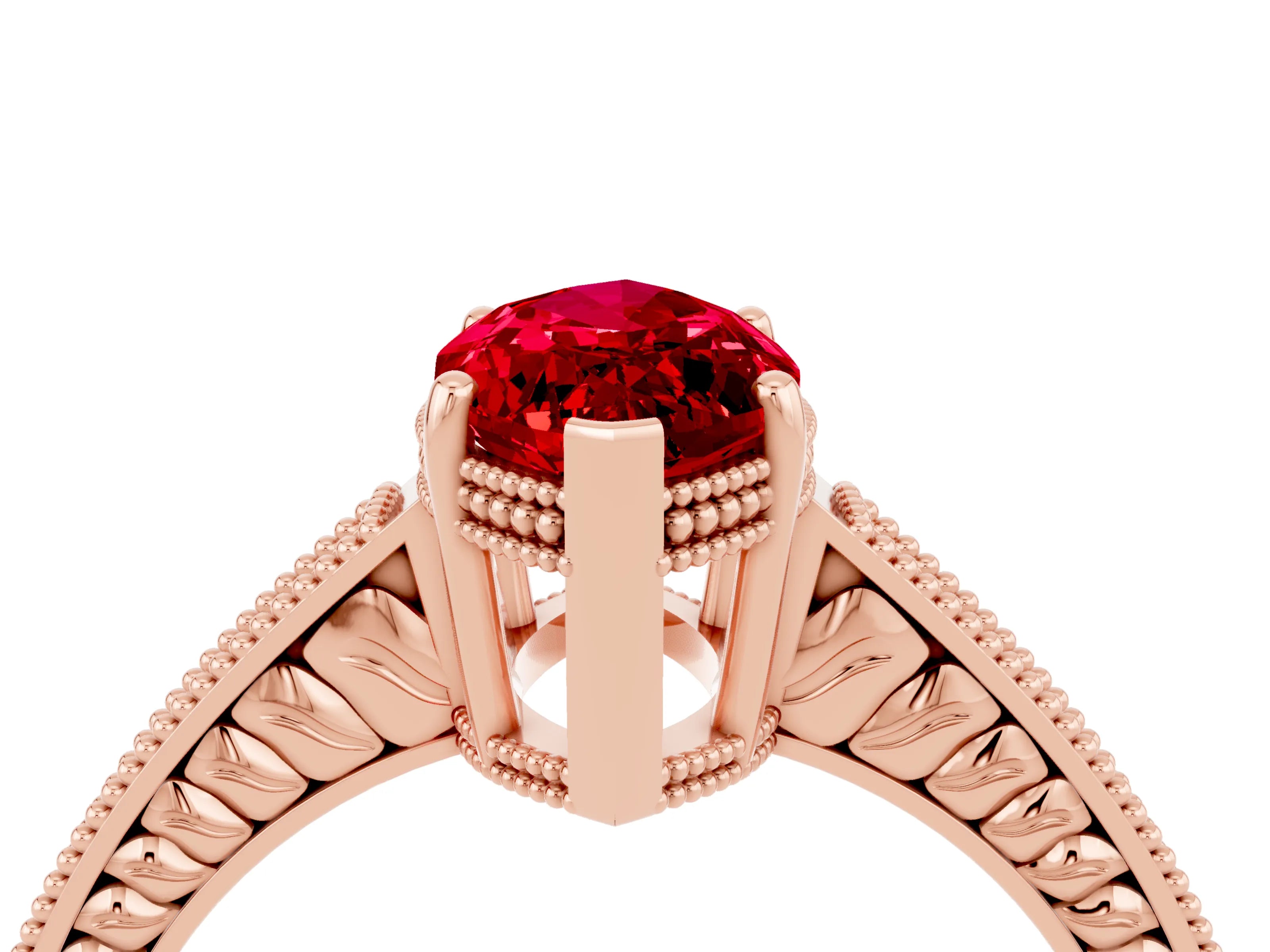 Rose gold Marquise Cut Ruby Engagement Ring with Milgrain Channel Set Band and Prong Setting_4