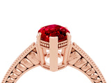 Rose gold Marquise Cut Ruby Engagement Ring with Milgrain Channel Set Band and Prong Setting_4