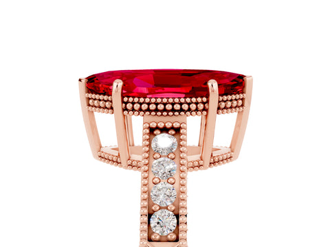Rose gold Marquise Cut Ruby Engagement Ring with Milgrain Channel Set Band and Prong Setting_5