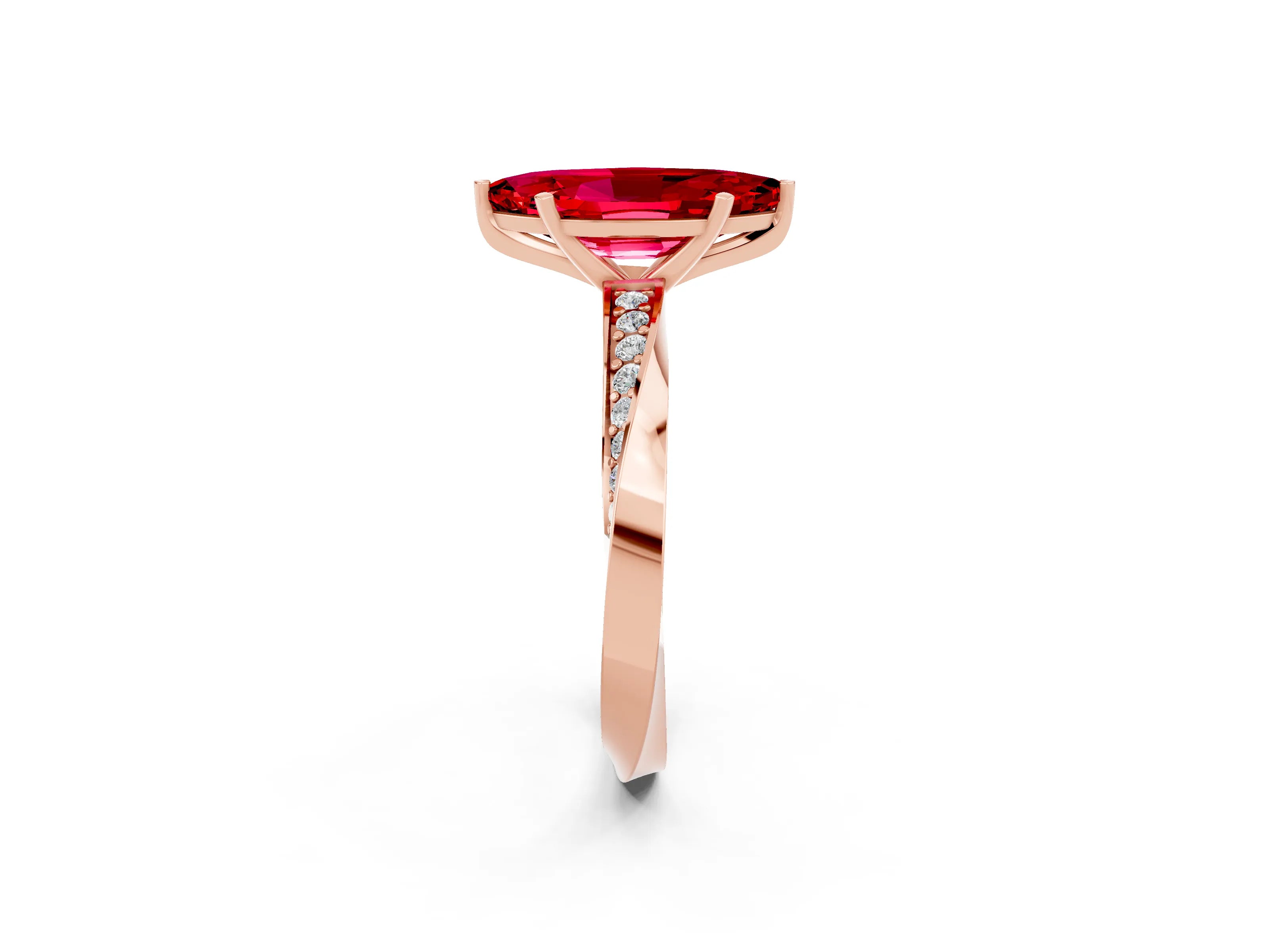 Rose gold Marquise Cut Ruby Engagement Ring with Side Stone Accents and Four-Prong Setting_29