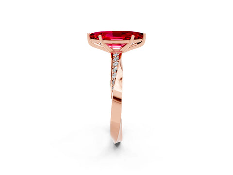 Rose gold Marquise Cut Ruby Engagement Ring with Side Stone Accents and Four-Prong Setting_29