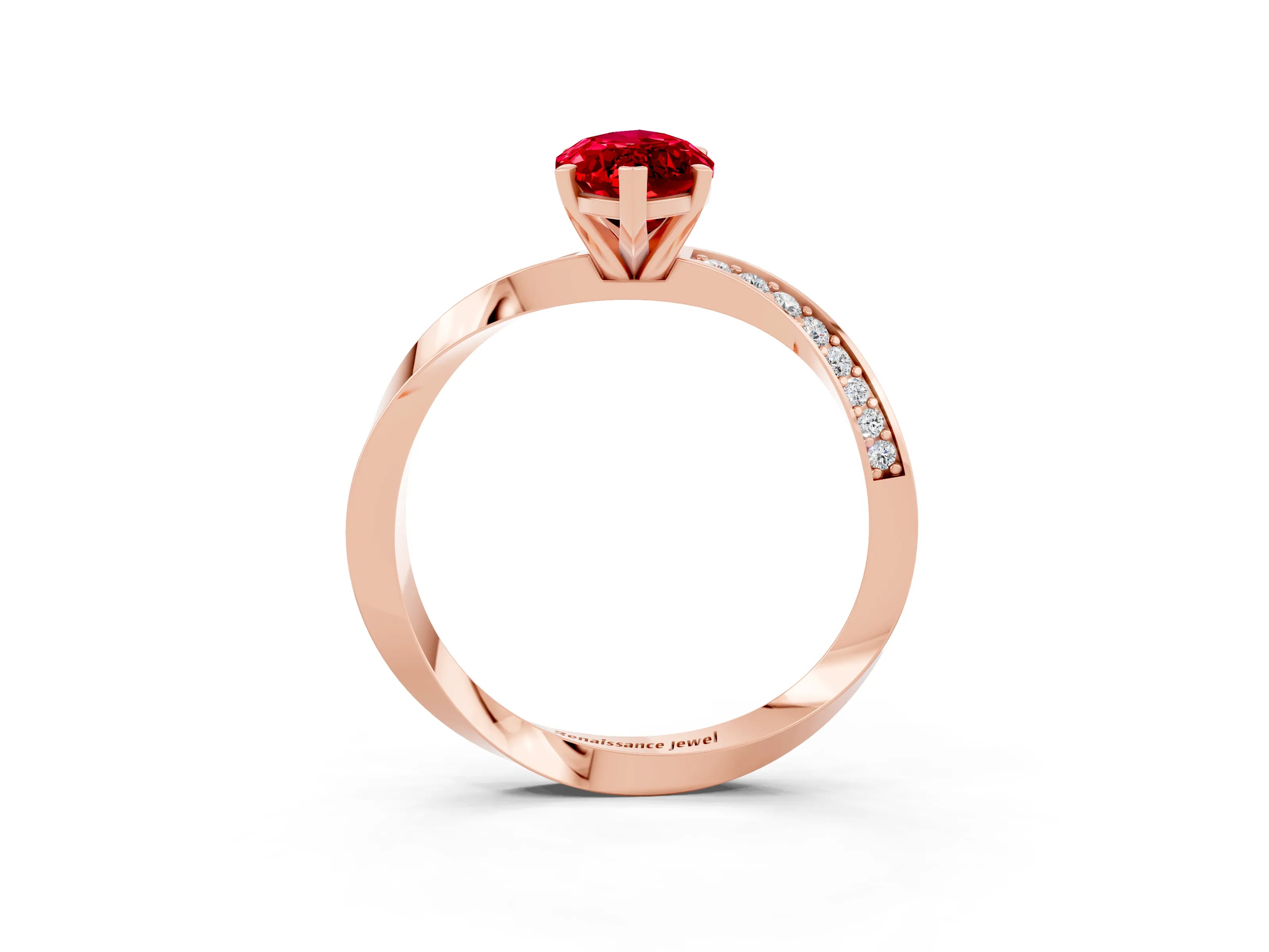Rose gold Marquise Cut Ruby Engagement Ring with Side Stone Accents and Four-Prong Setting_30