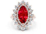 Rose gold Marquise Cut Ruby Floral Double Halo Engagement Ring with Prong Setting_60