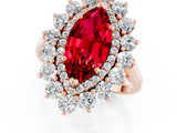Rose gold Marquise Cut Ruby Floral Double Halo Engagement Ring with Prong Setting_61