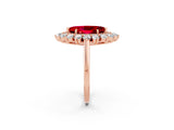 Rose gold Marquise Cut Ruby Floral Double Halo Engagement Ring with Prong Setting_62