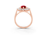 Rose gold Marquise Cut Ruby Floral Double Halo Engagement Ring with Prong Setting_63
