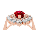Rose gold Marquise Cut Ruby Floral Double Halo Engagement Ring with Prong Setting_64