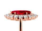 Rose gold Marquise Cut Ruby Floral Double Halo Engagement Ring with Prong Setting_65