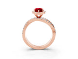 Rose gold Marquise Cut Ruby Halo Ring with Round Split Shank and Prong Setting_51