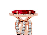 Rose gold Marquise Cut Ruby Halo Ring with Round Split Shank and Prong Setting_53