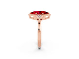 Rose gold Marquise Cut Ruby Halo Ring with Tapered Band and Four-Prong Setting_2