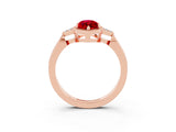Rose gold Marquise Cut Ruby Halo Ring with Tapered Band and Four-Prong Setting_3