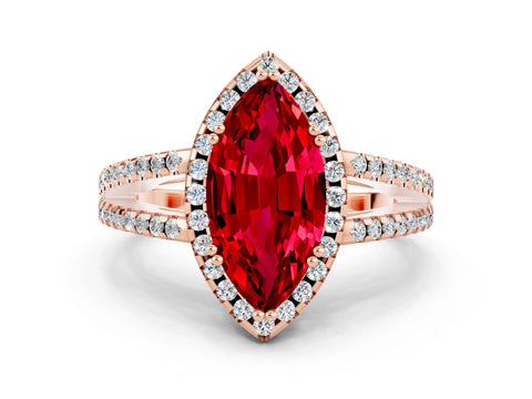 Rose gold Marquise Cut Ruby Halo Split Shank Engagement Ring_12