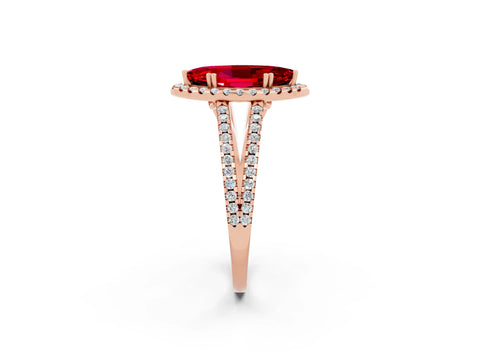 Rose gold Marquise Cut Ruby Halo Split Shank Engagement Ring_14