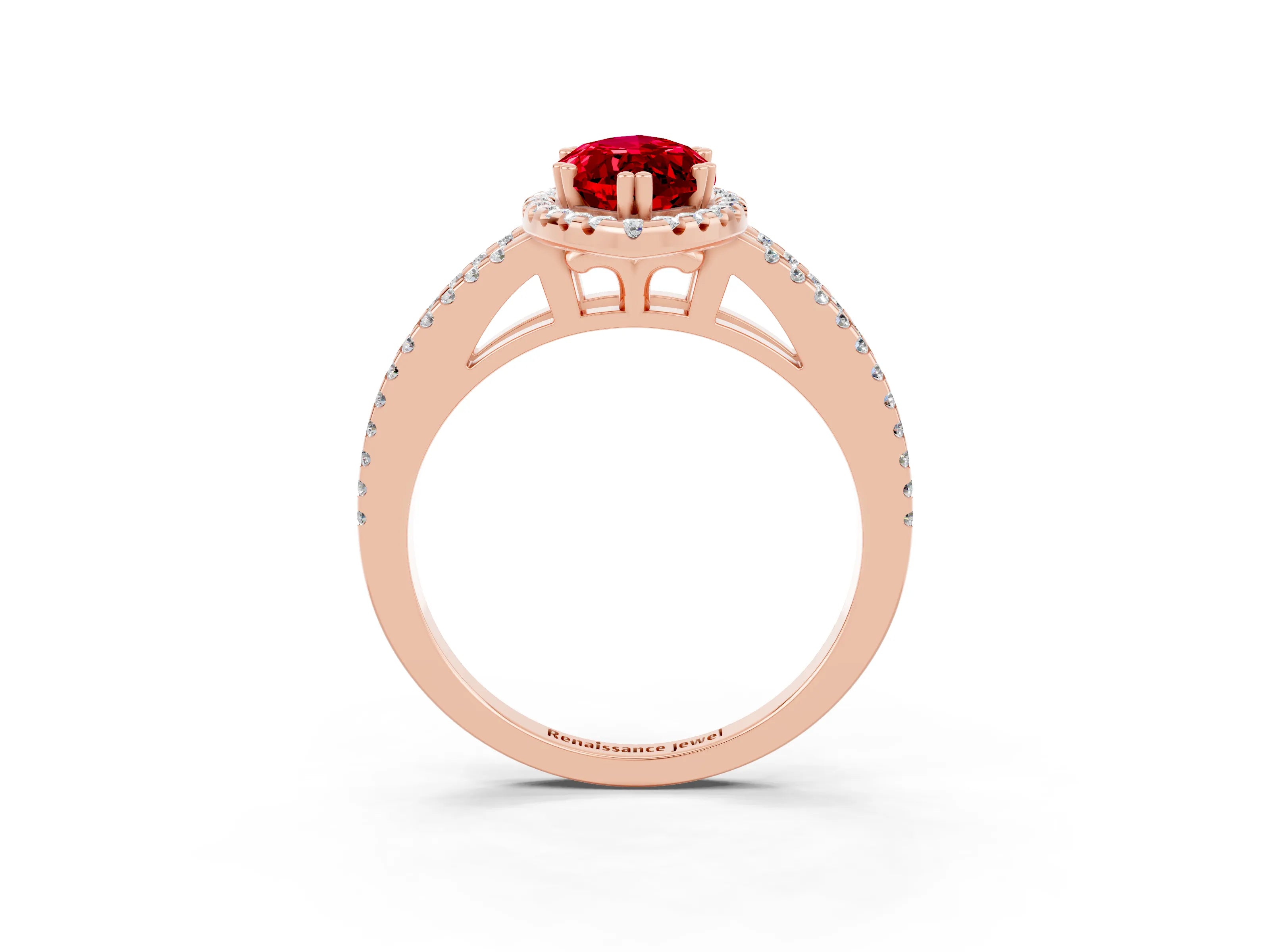 Rose gold Marquise Cut Ruby Halo Split Shank Engagement Ring_15