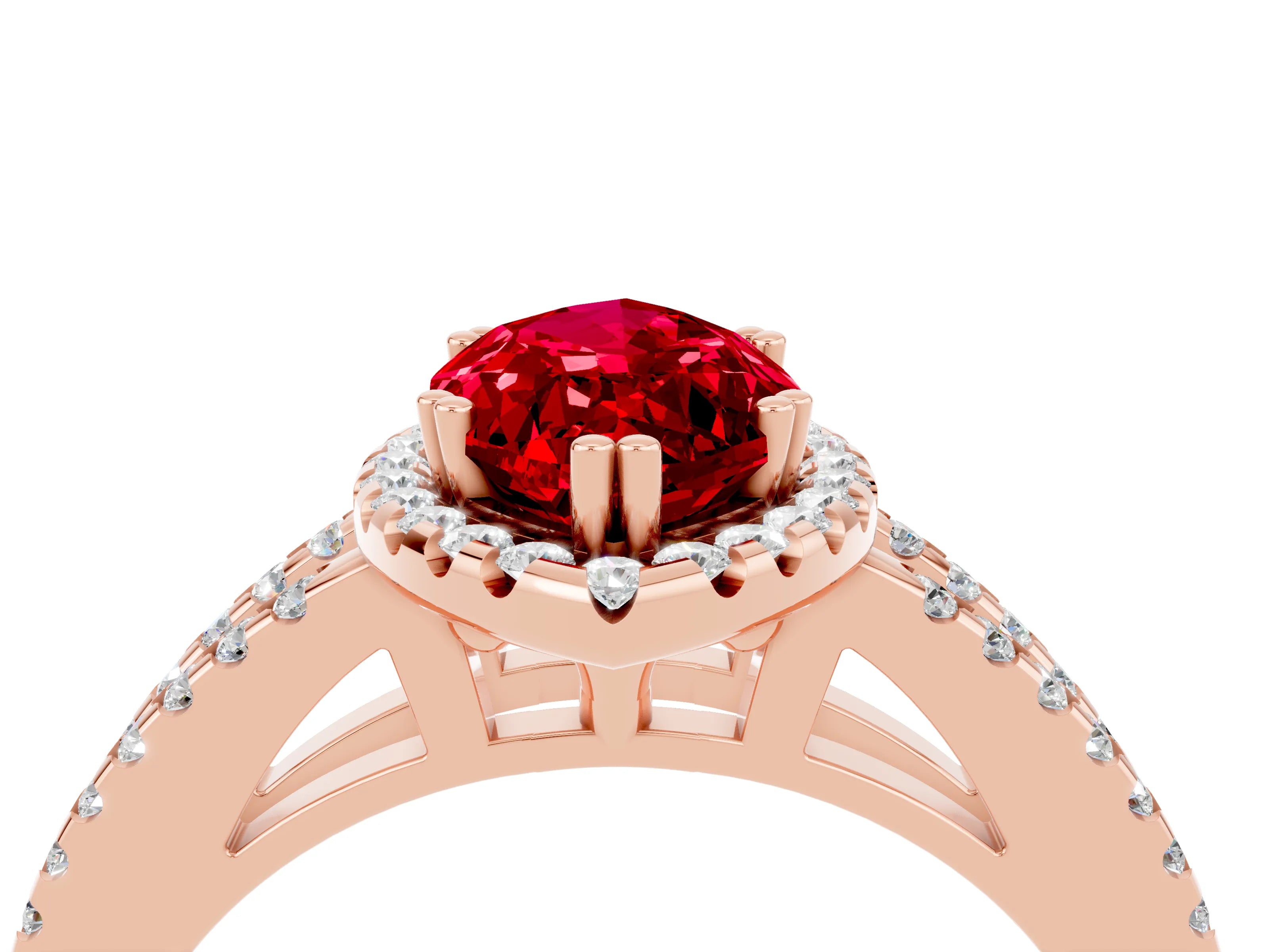 Rose gold Marquise Cut Ruby Halo Split Shank Engagement Ring_16