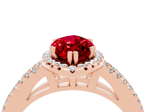 Rose gold Marquise Cut Ruby Halo Split Shank Engagement Ring_16